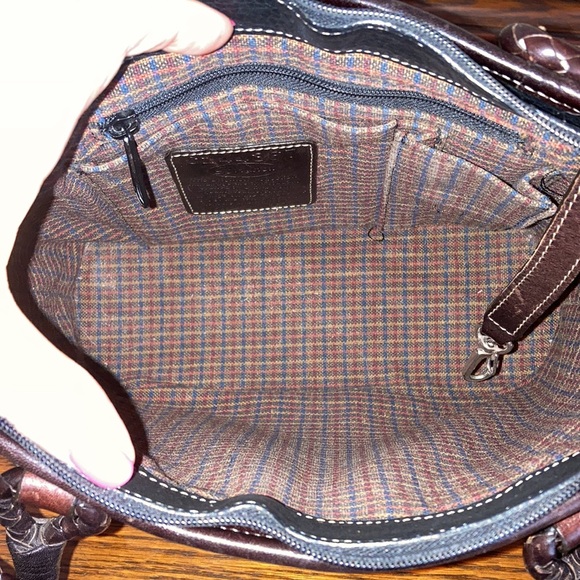 Brighton EUC Vintage Shoulder Bag.Black PebbleGrain Leather Brown Leather Straps - Picture 10 of 16